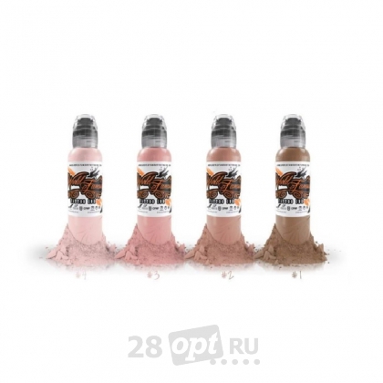 Сет красок для художественной татуировки World Famous Tattoo Ink by Maks Kornev, Pink Skintone Color, 4 цвета, 30 мл