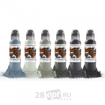 Сет красок для художественной татуировки World Famous Tattoo Ink, Poch Muted Storm, 30 мл