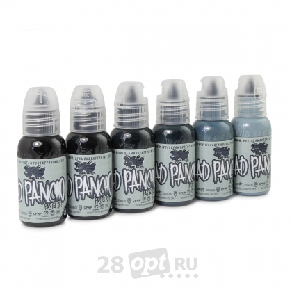 Сет красок для художественной татуировки World Famous Tattoo Ink by A.D. Pancho, Pastel Grey, 30 мл